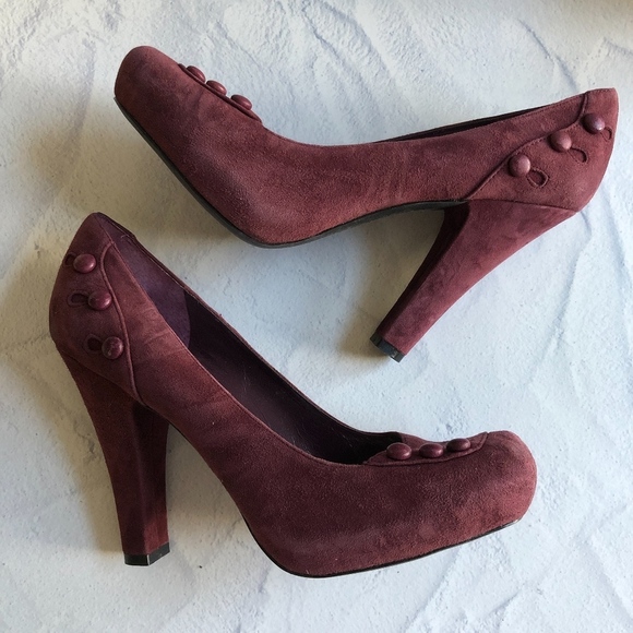BCBG Burgundy Suede Grido Pin Up Heel 8.5 - Picture 3 of 7